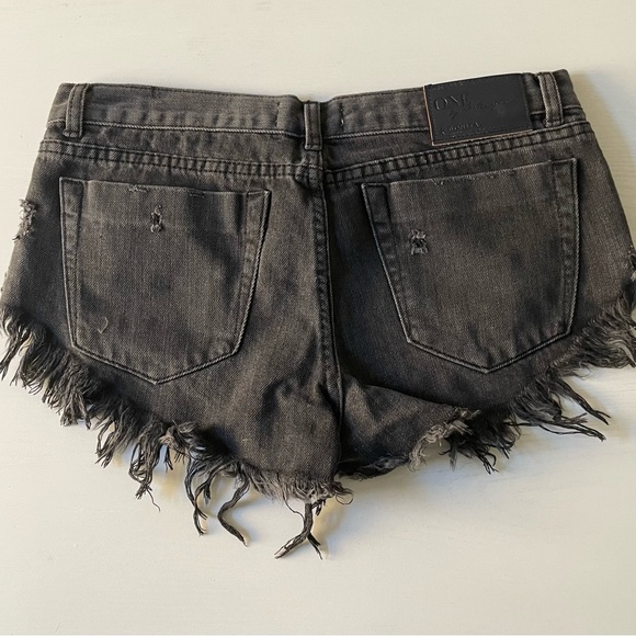 ONE X ONETEASPOON FADED BLACK DUKES LOW WAIST MINI DENIM SHORTS - Picture 3 of 11